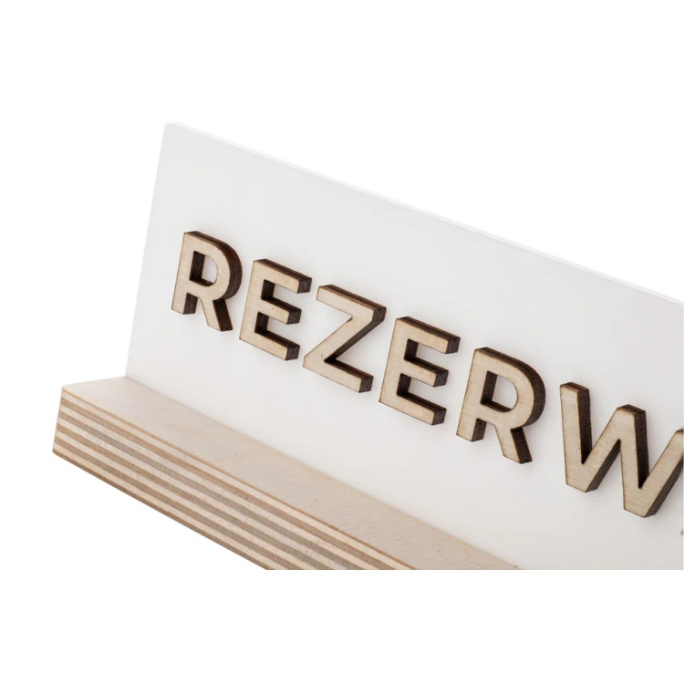 Reservierungsständer - weißes Acryl auf Holzsockel - ST043