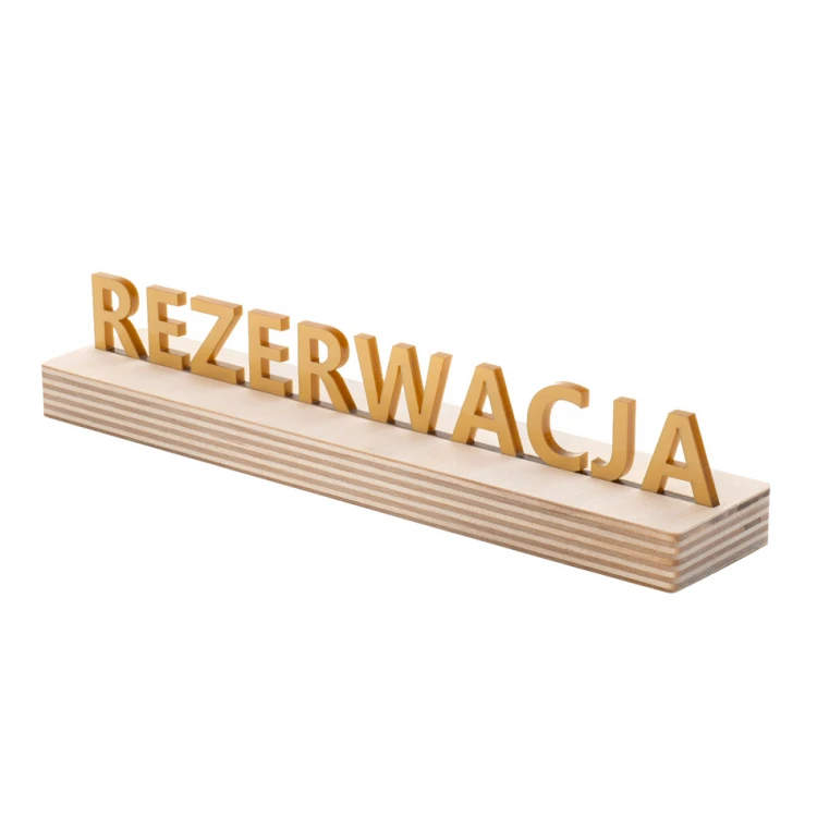 Reservierungsständer - Goldakryl auf Holzsockel - ST042