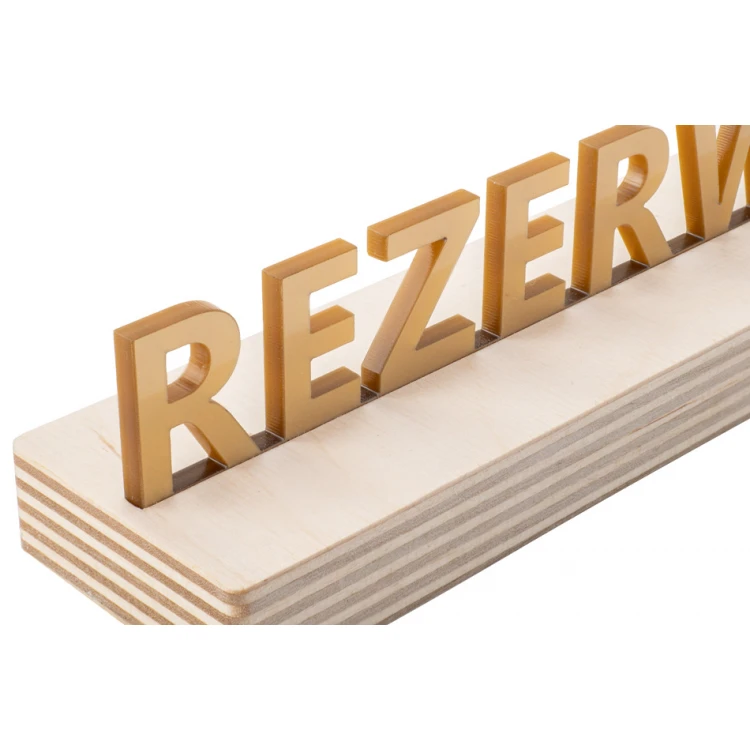 Reservierungsständer - Goldakryl auf Holzsockel - ST042
