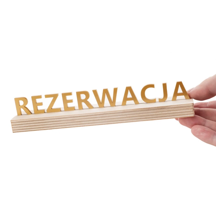 Reservierungsständer - Goldakryl auf Holzsockel - ST042