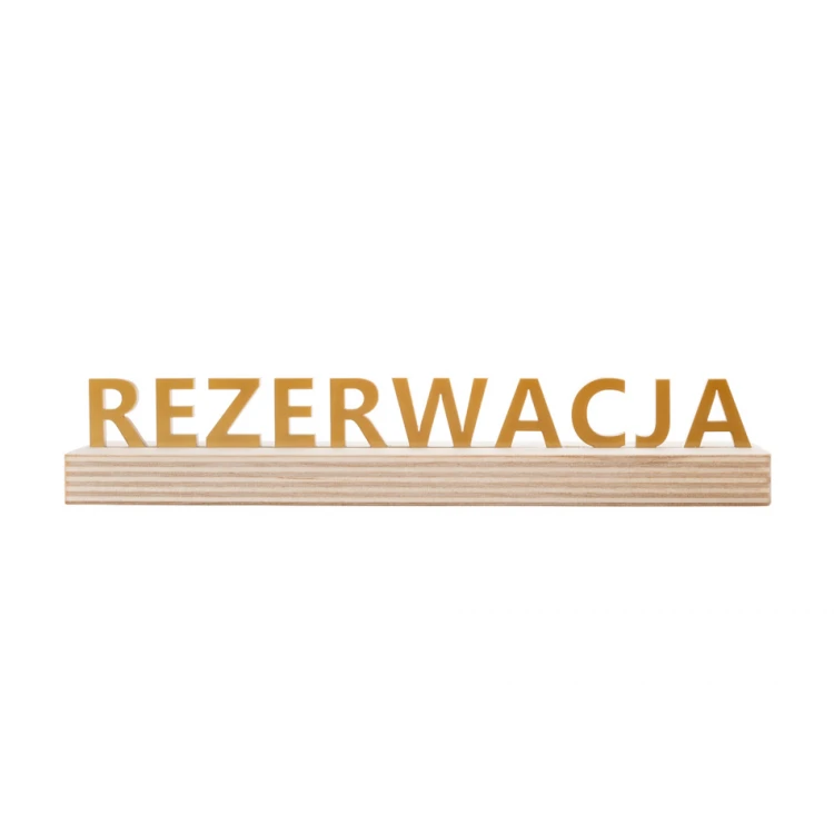 Reservierungsständer - Goldakryl auf Holzsockel - ST042