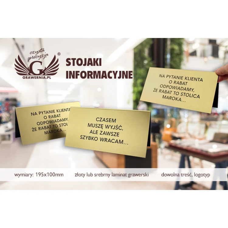 Informationsständer mit beliebigem Text - Abmessungen: 195x100mm - ST026
