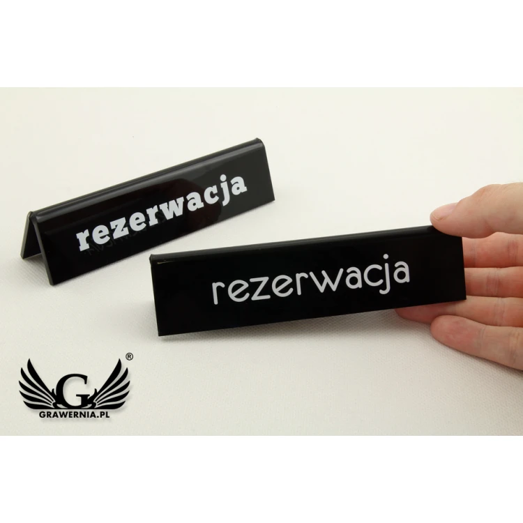 Reservierung - Tischständer - Abm. 140x35mm - schwarzes Acryl - REZ005