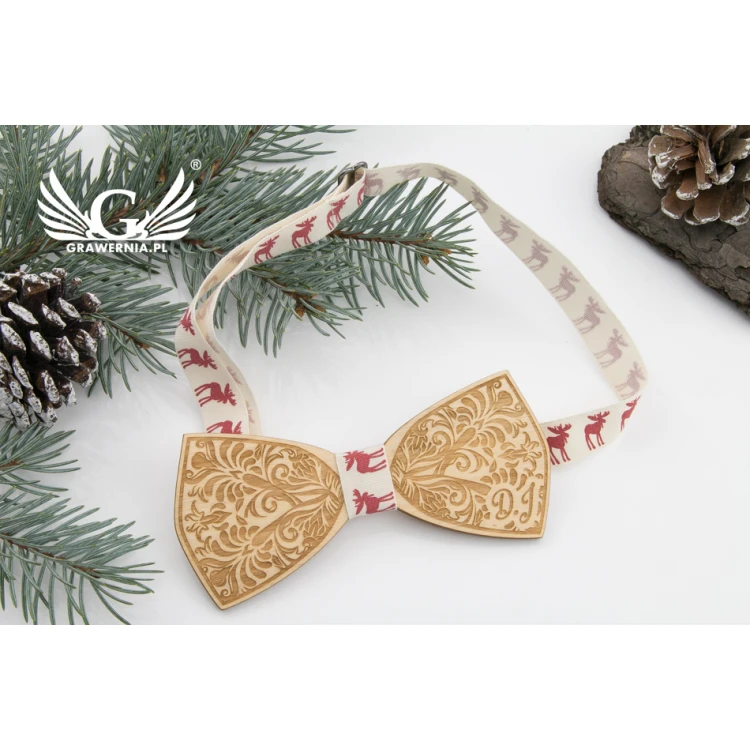 Weihnachtsfliege mit Lasergravur - Blätter - MDR036