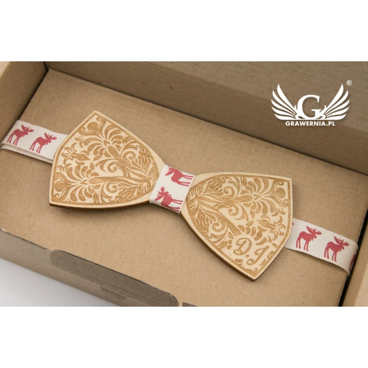 Weihnachtsfliege mit Lasergravur - Blätter - MDR036