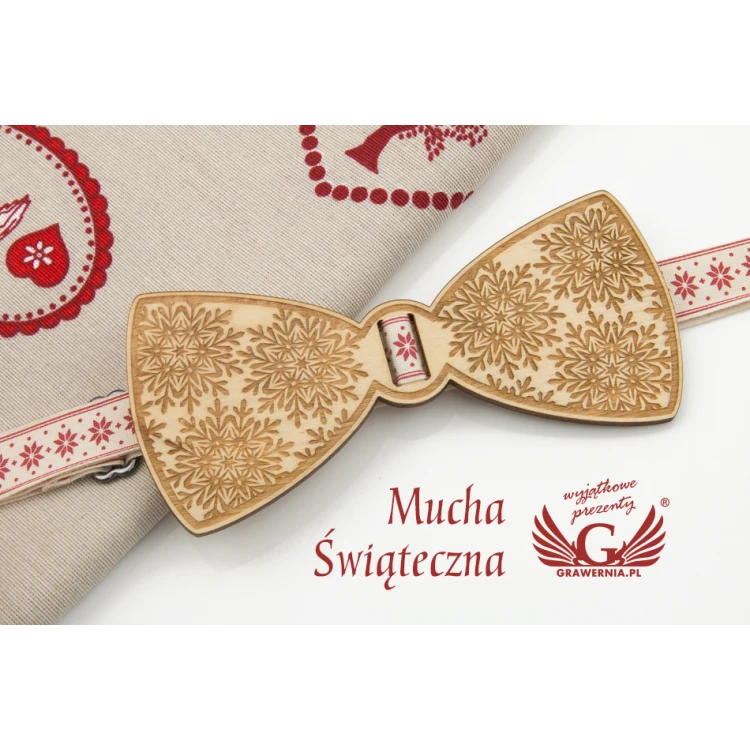 Weihnachtsfliege mit Lasergravur - Schneeflocken - MDR037