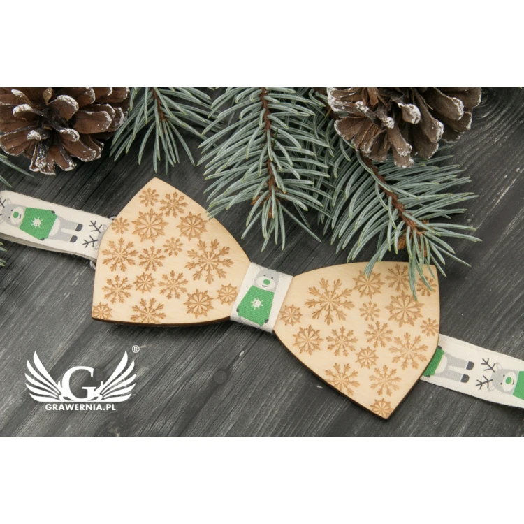 Weihnachtsfliege mit Lasergravur - Schneeflocken 2 - MDR038