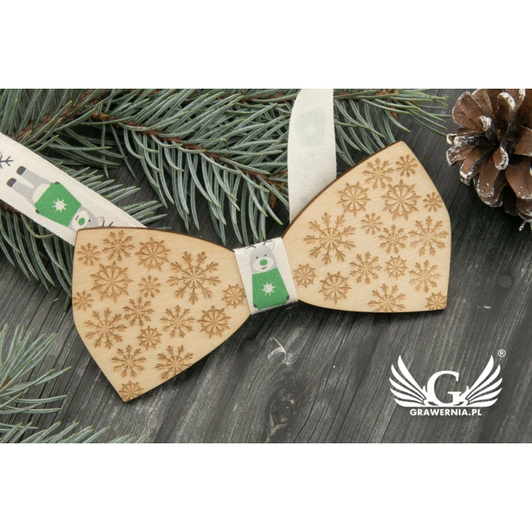 Weihnachtsfliege mit Lasergravur - Schneeflocken 2 - MDR038