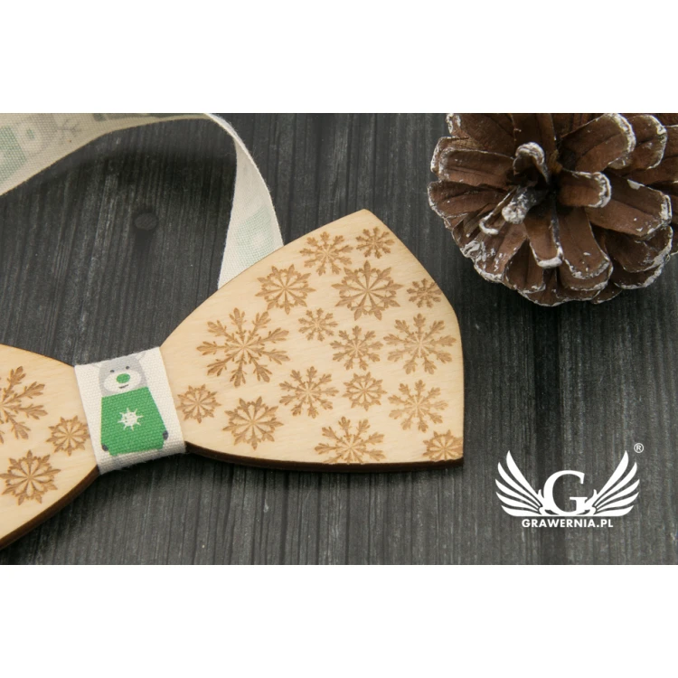 Weihnachtsfliege mit Lasergravur - Schneeflocken 2 - MDR038