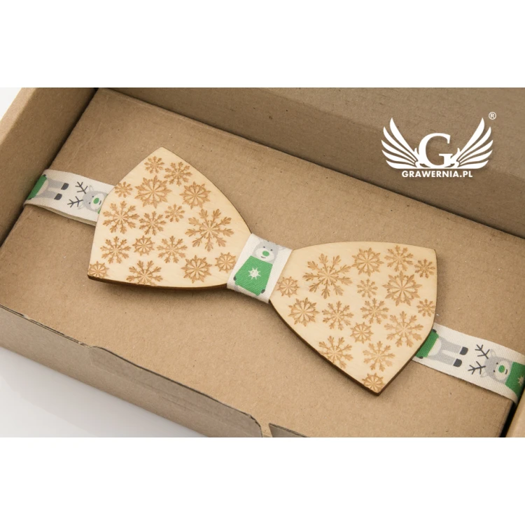 Weihnachtsfliege mit Lasergravur - Schneeflocken 2 - MDR038