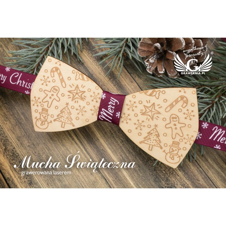 Weihnachtsfliege mit Lasergravur - Winter - MDR039