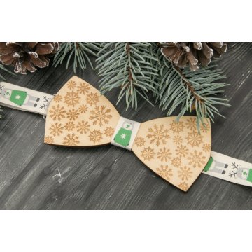 Weihnachtsfliege mit Lasergravur - Schneeflocken 2 - MDR038