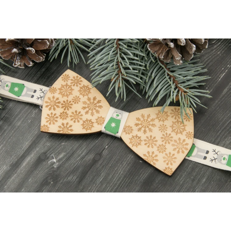 Weihnachtsfliege mit Lasergravur - Schneeflocken 2 - MDR038