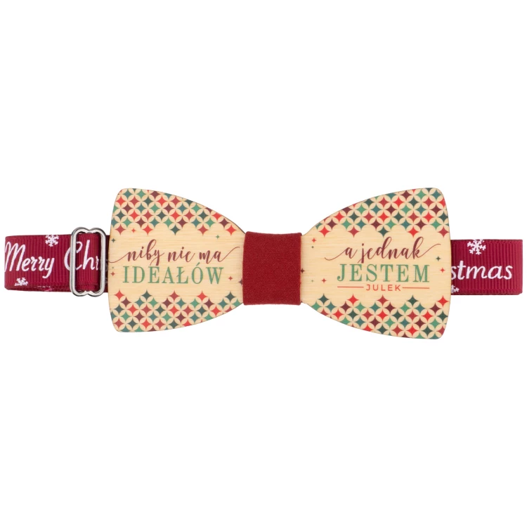 Weihnachtsfliege mit UV-Digitaldruck und dekorativem Band - Du bist ideal - Größe 105x45mm - MDR068