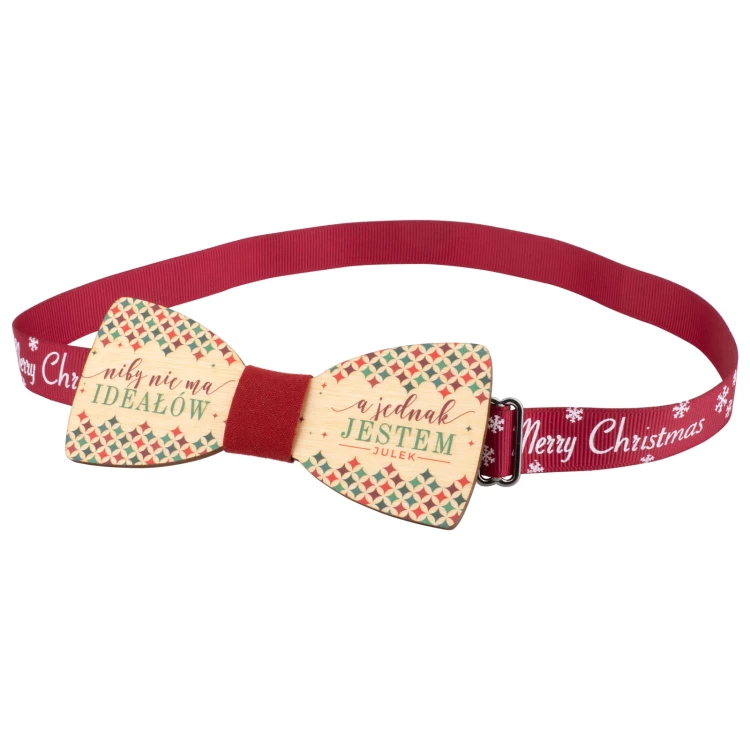 Weihnachtsfliege mit UV-Digitaldruck und dekorativem Band - Du bist ideal - Größe 105x45mm - MDR068
