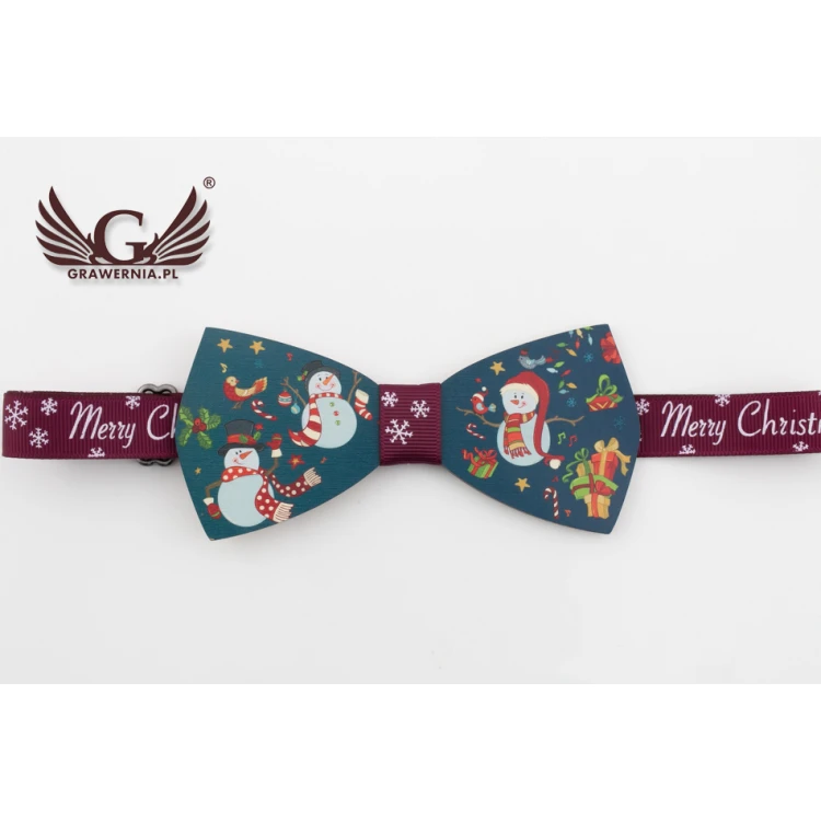Weihnachtsfliege mit UV-Druck - Schneemänner - MDR033