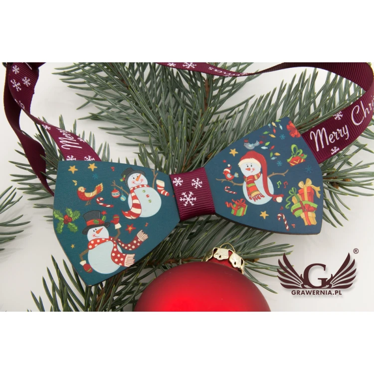 Weihnachtsfliege mit UV-Druck - Schneemänner - MDR033