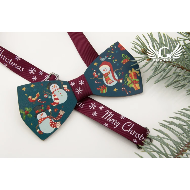 Weihnachtsfliege mit UV-Druck - Schneemänner - MDR033