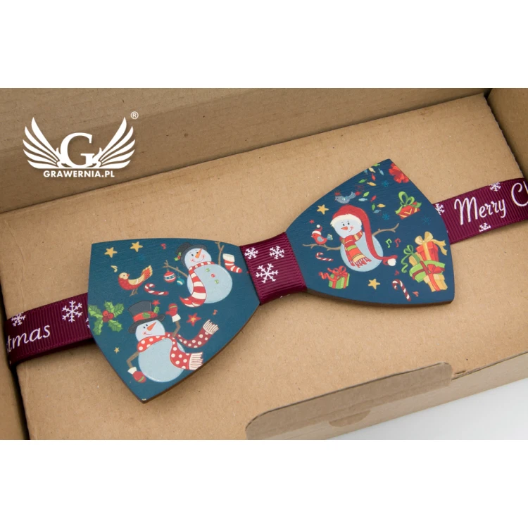 Weihnachtsfliege mit UV-Druck - Schneemänner - MDR033