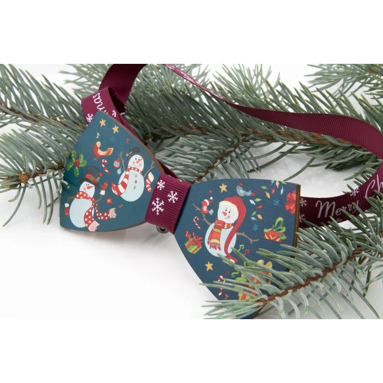 Weihnachtsfliege mit UV-Druck - Schneemänner - MDR033
