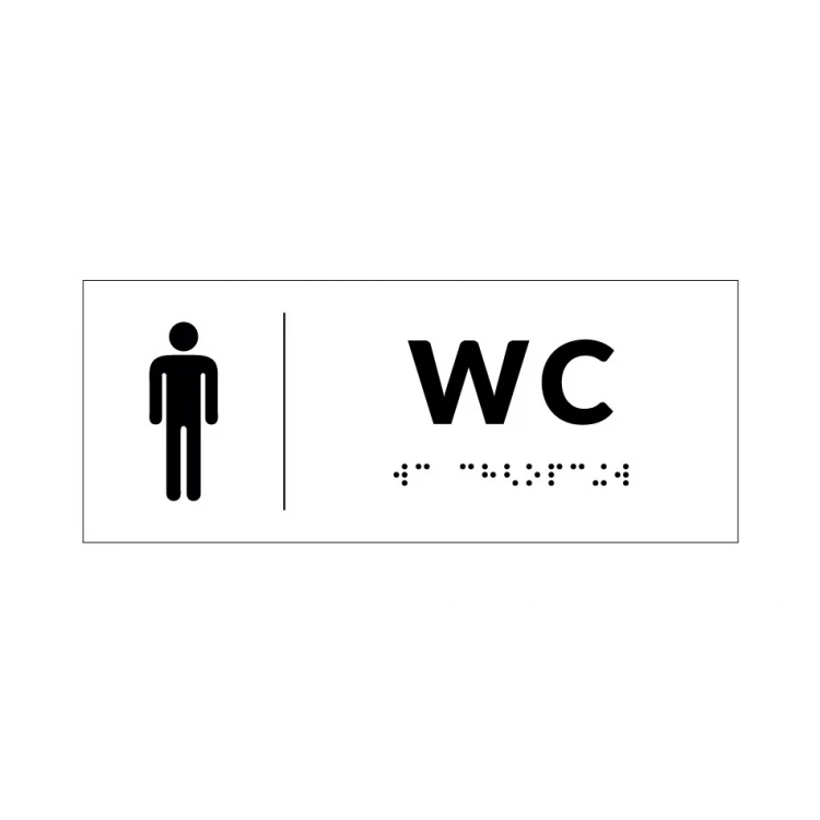 System von Braille-Tafeln für Schulen - WC - Größe 200x80mm - Hartes PVC - DECO WHITE - TAB347