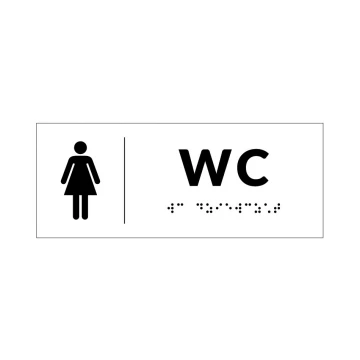 System von Braille-Tafeln für Schulen - WC - Größe 200x80mm - Hartes PVC - DECO WHITE - TAB347