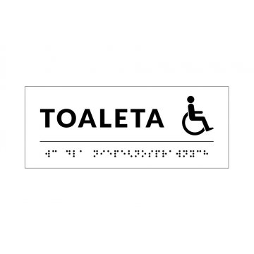 System von Braille-Schildern für Schulen - Toilette - Größe 200x80mm - Hartes PVC - DECO WHITE - TAB348