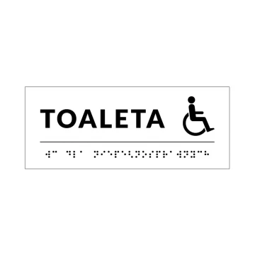System von Braille-Schildern für Schulen - Toilette - Größe 200x80mm - Hartes PVC - DECO WHITE - TAB348