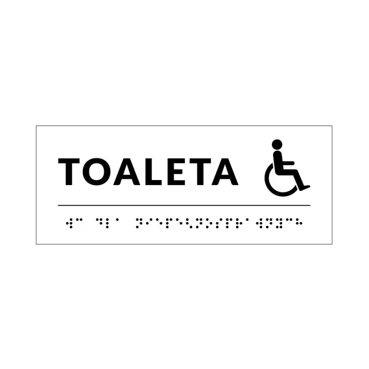 System von Braille-Schildern für Schulen - Toilette - Größe 200x80mm - Hartes PVC - DECO WHITE - TAB348