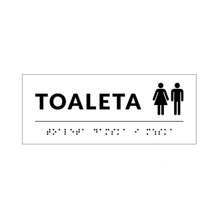 System von Braille-Schildern für Schulen - Toilette - Größe 200x80mm - Hartes PVC - DECO WHITE - TAB348