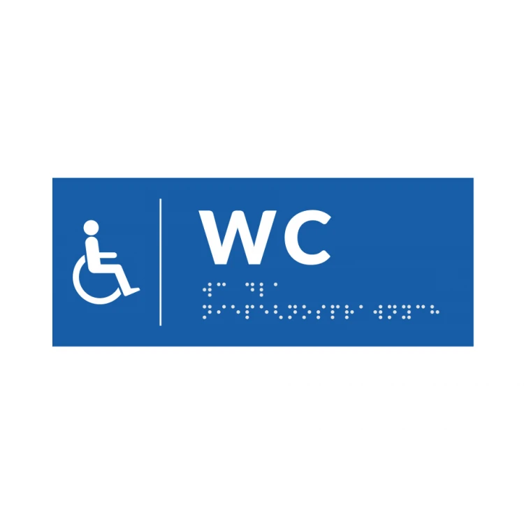 System von Braille-Schildern für Schulen - WC - Größe 200x80mm - Hartes PVC - DECO BLUE - TAB358