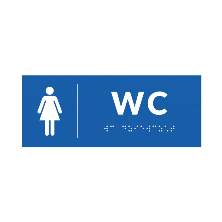 System von Braille-Schildern für Schulen - WC - Größe 200x80mm - Hartes PVC - DECO BLUE - TAB358