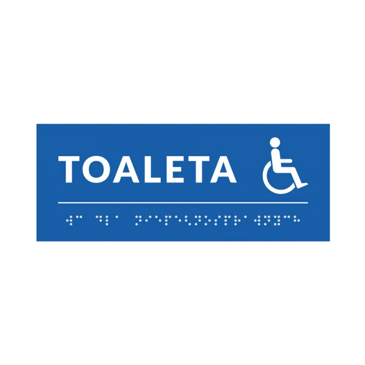 System von Brailleschrift-Tafeln für Schulen - Toilette - Größe 200x80mm - Hartes PVC - DECO BLUE - TAB359