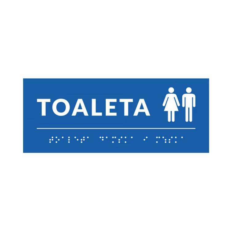 System von Brailleschrift-Tafeln für Schulen - Toilette - Größe 200x80mm - Hartes PVC - DECO BLUE - TAB359