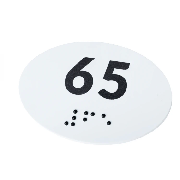 Braille-Schrifttafelsystem für Schulen - Nummer - Größe 60x40mm - Hartes PCW - DECO WHITE - TAB349