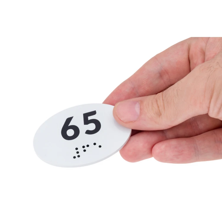 Braille-Schrifttafelsystem für Schulen - Nummer - Größe 60x40mm - Hartes PCW - DECO WHITE - TAB349