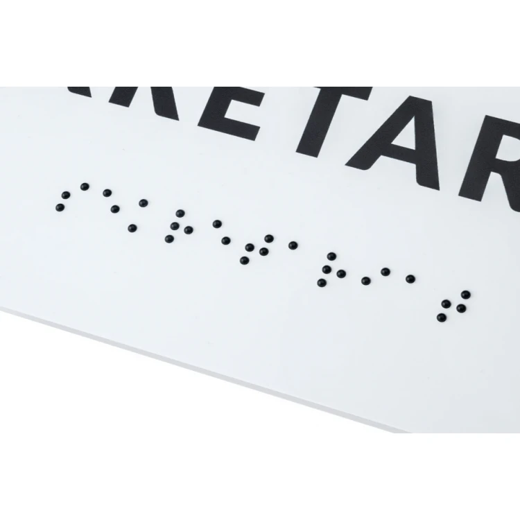 System von Braille-Schildern für Schulen - Toilette - Größe 200x80mm - Hartes PVC - DECO WHITE - TAB348