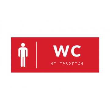 System von Braille-Schildern für Schulen - WC - Größe 200x80mm - Hartes PVC - DECO RED - TAB369