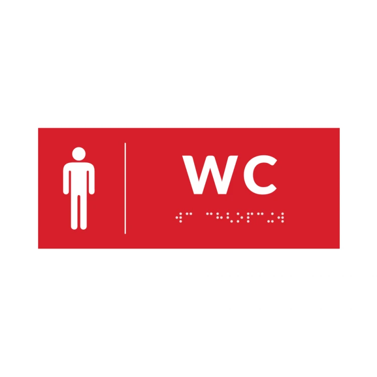 System von Braille-Schildern für Schulen - WC - Größe 200x80mm - Hartes PVC - DECO RED - TAB369