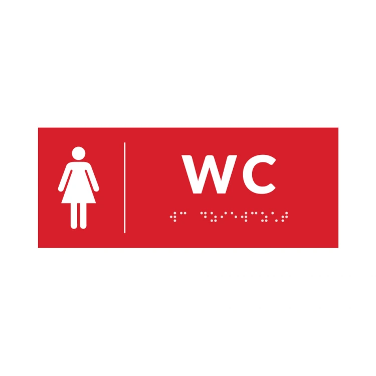 System von Braille-Schildern für Schulen - WC - Größe 200x80mm - Hartes PVC - DECO RED - TAB369