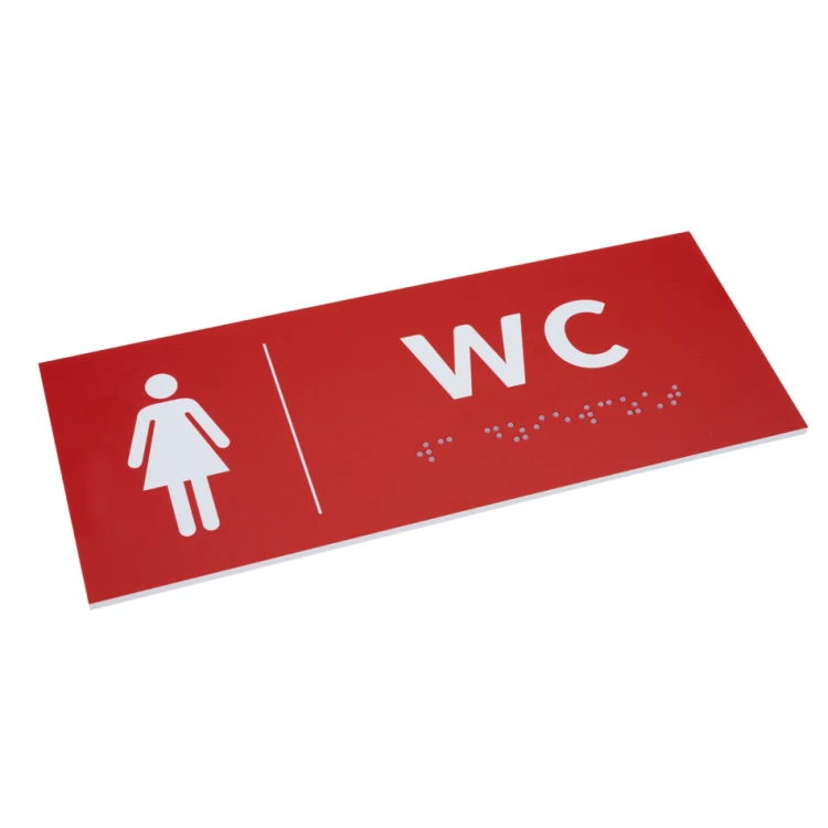 System von Braille-Schildern für Schulen - WC - Größe 200x80mm - Hartes PVC - DECO RED - TAB369
