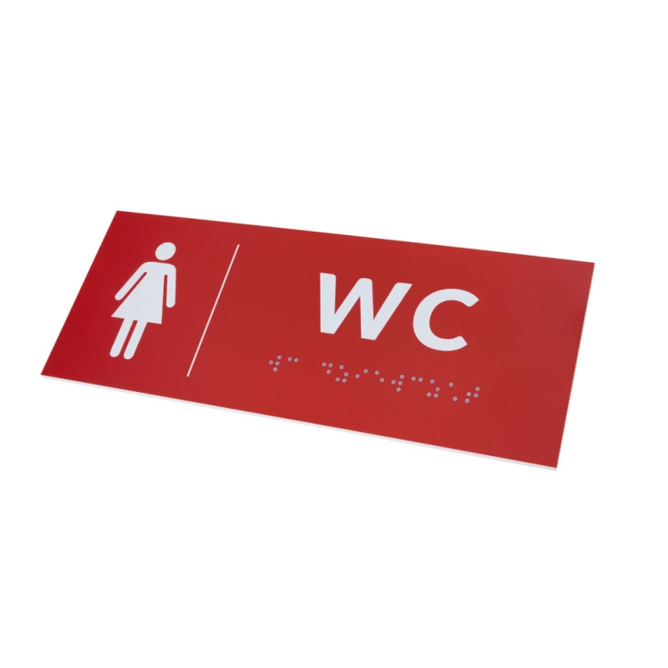 System von Brailleschrift-Tafeln für Schulen - Garderobe - Größe 200x80mm - Hartes PVC - DECO RED - TAB368