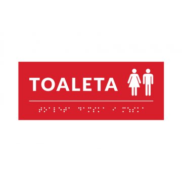 System von Braille-Schildern für Schulen - Toilette - Größe 200x80mm - Hartes PVC - DECO RED - TAB370