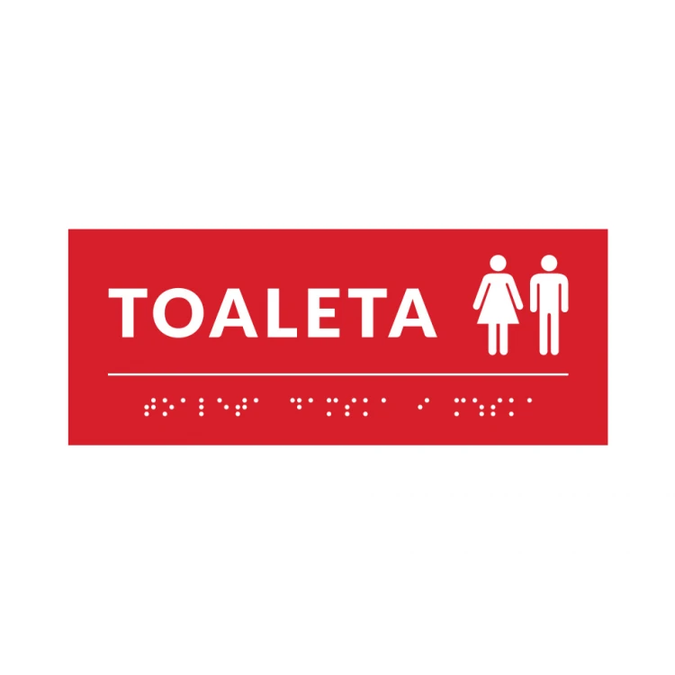 System von Braille-Schildern für Schulen - Toilette - Größe 200x80mm - Hartes PVC - DECO RED - TAB370