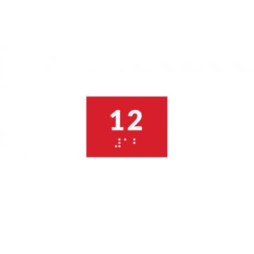 Braille-Schrifttafelsystem für Schulen - Nummer - Größe 60x45mm - Hartes PCW - DECO RED - TAB372
