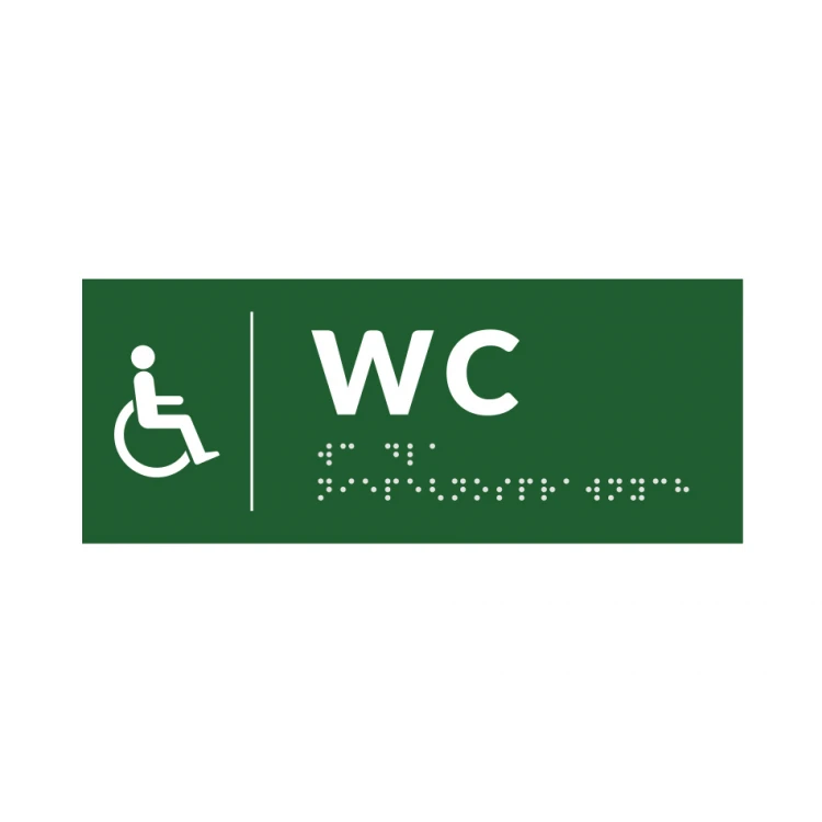 System von Braille-Tafeln für Schulen - WC - Größe 200x80mm - Hartes PCW - DECO GREEN - TAB380