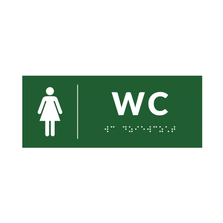 System von Braille-Tafeln für Schulen - WC - Größe 200x80mm - Hartes PCW - DECO GREEN - TAB380