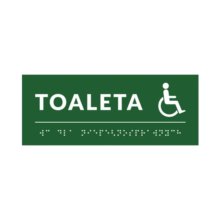 System von Braille-Schildern für Schulen - Toilette - Größe 200x80mm - Hartes PVC - DECO GREEN - TAB381