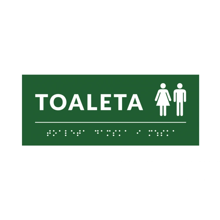 System von Braille-Schildern für Schulen - Toilette - Größe 200x80mm - Hartes PVC - DECO GREEN - TAB381