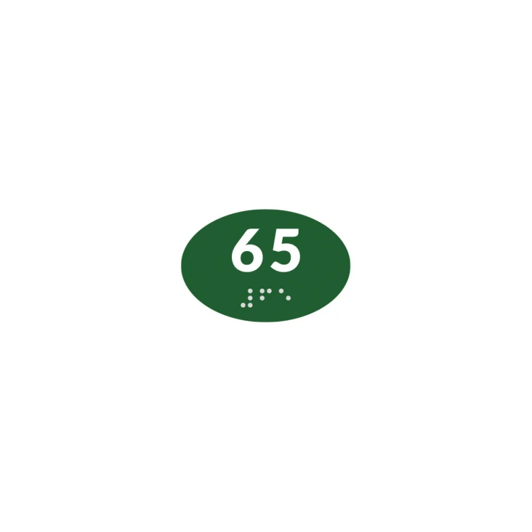 Braille-Schrifttafelsystem für Schulen - Nummer - Größe 60x40mm - Hartes PCW - DECO GREEN - TAB382